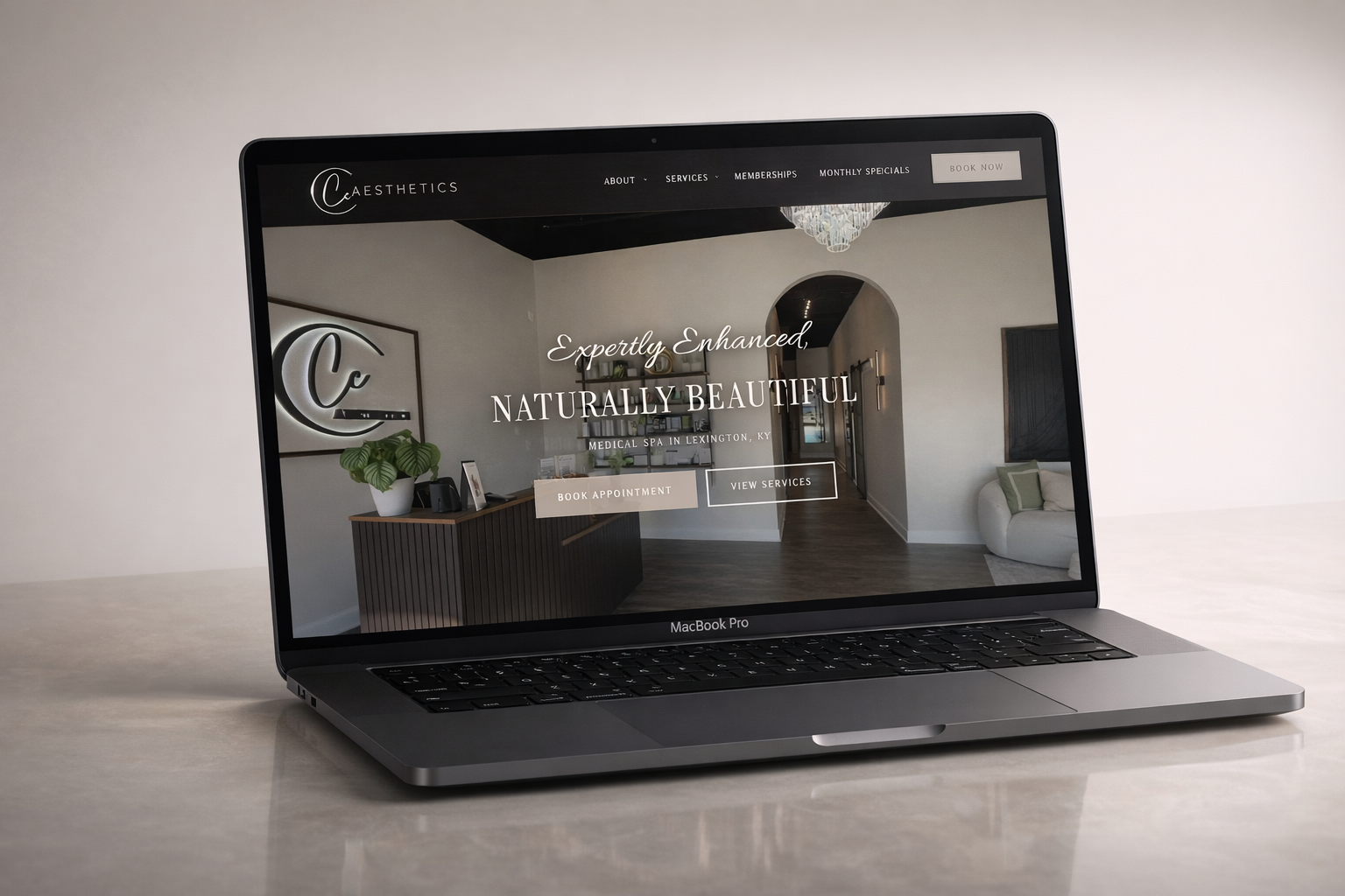 CC Aesthetics website mockup