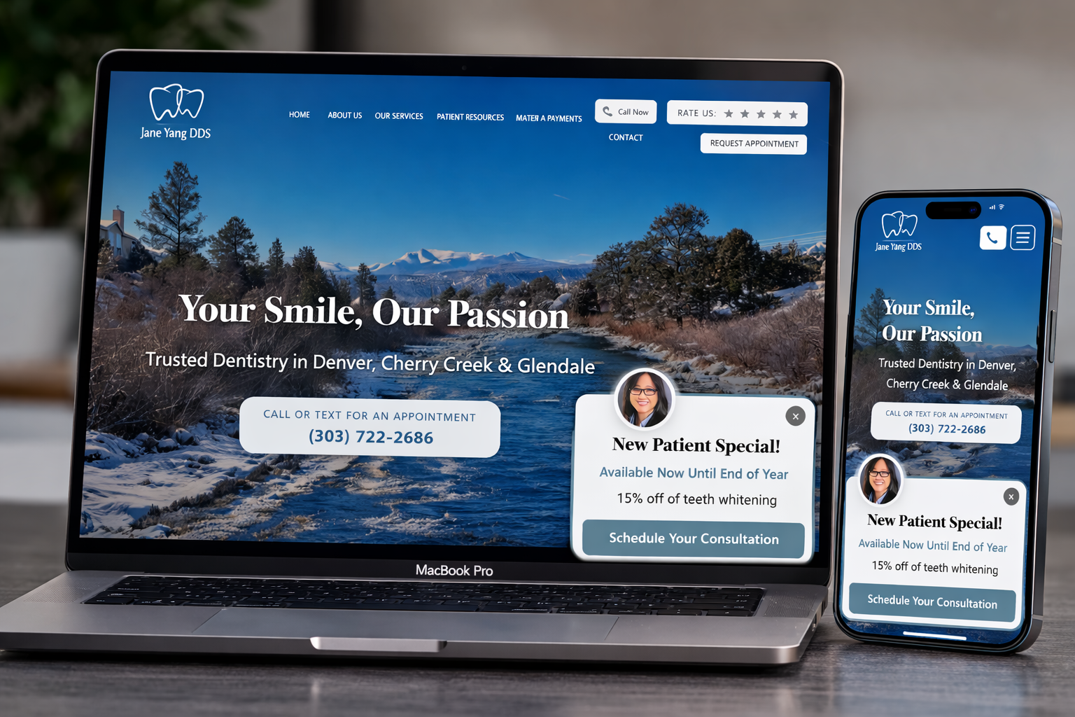 CO Denver Dentist website mockup