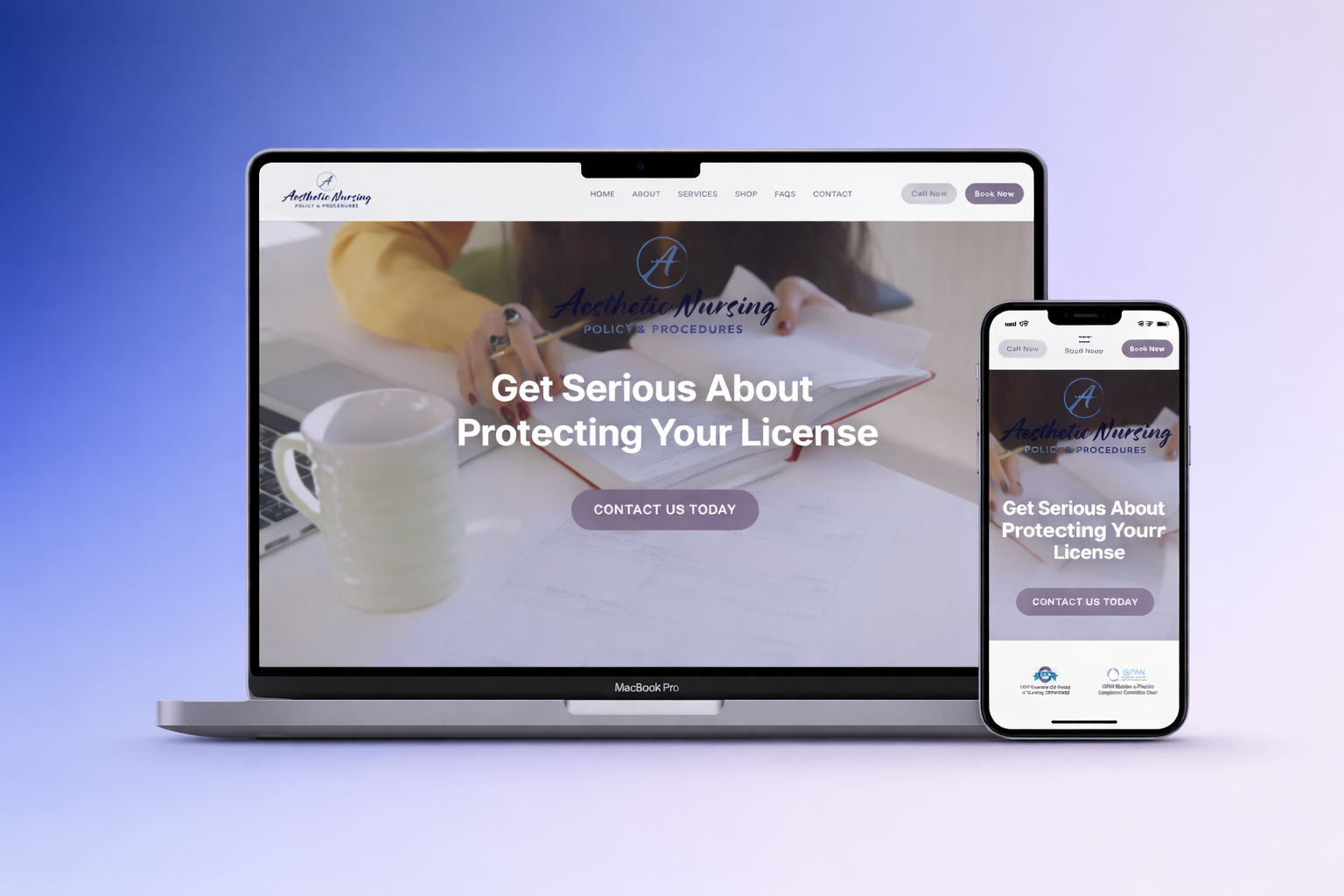 Nursing P&P website mockup