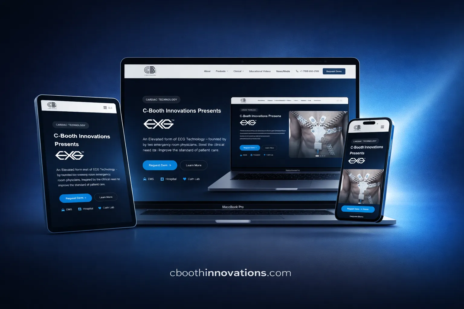 Medical website displayed across desktop, tablet, and mobile devices